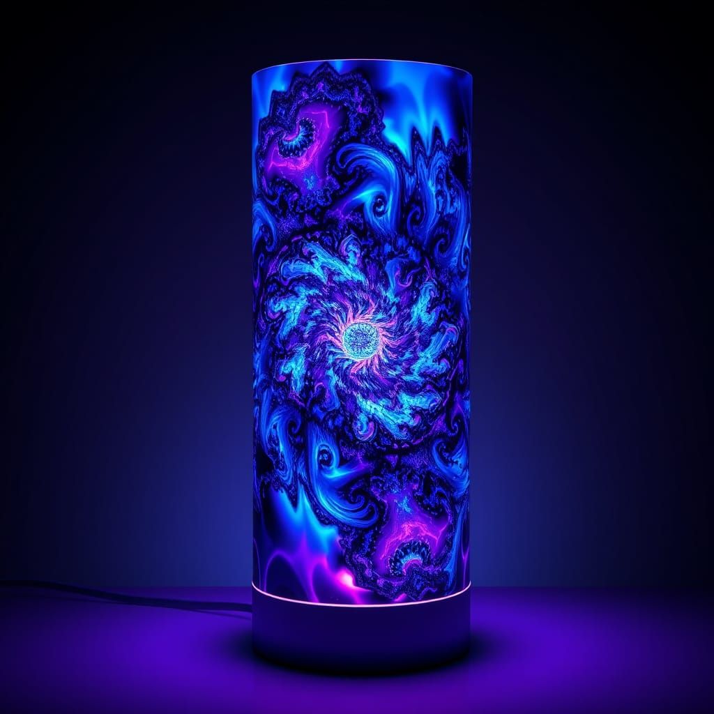 Fractal LED Lamp with Electric Blue and Purple Hues