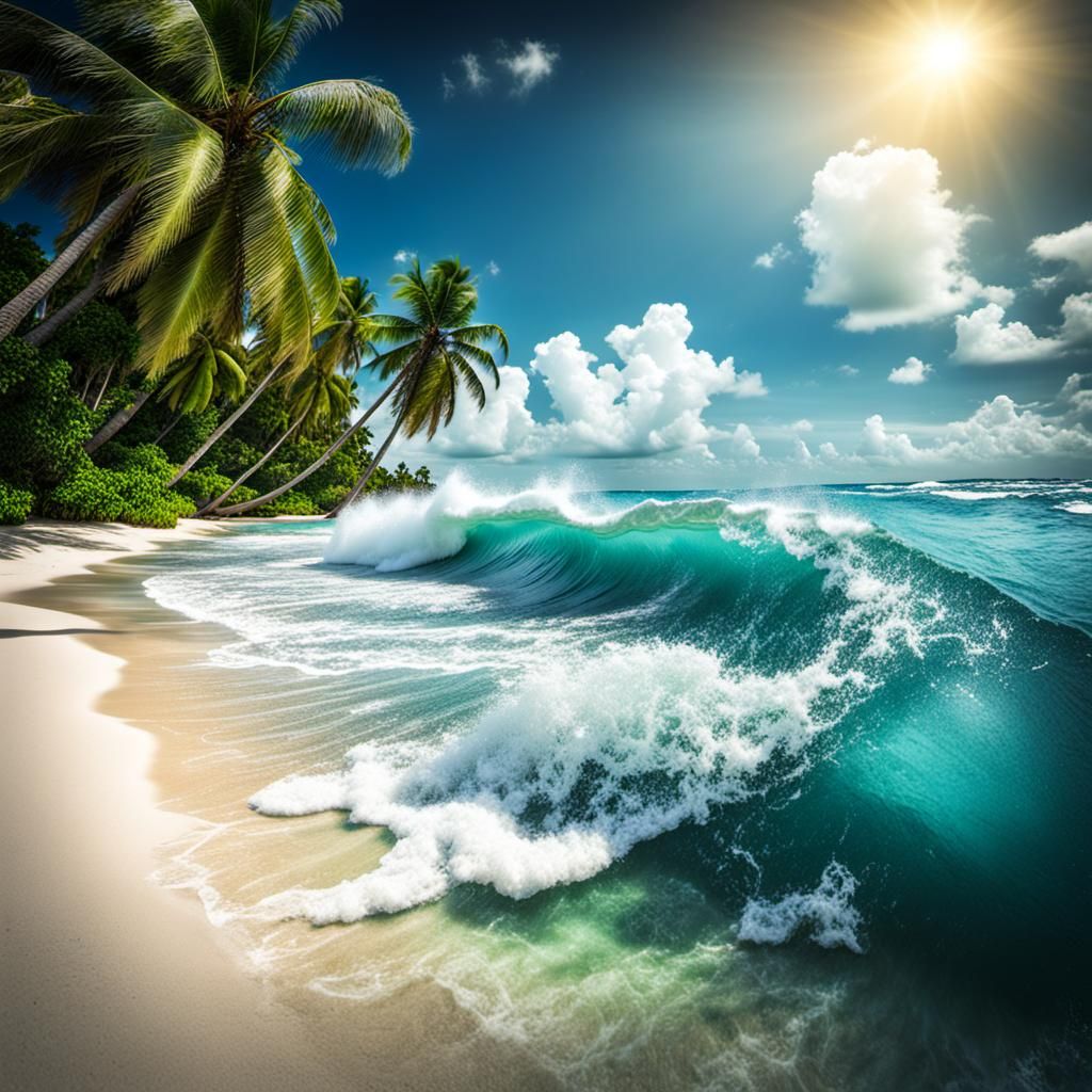 Maldives Coast in Summer: Hyperrealistic Coastal Scene