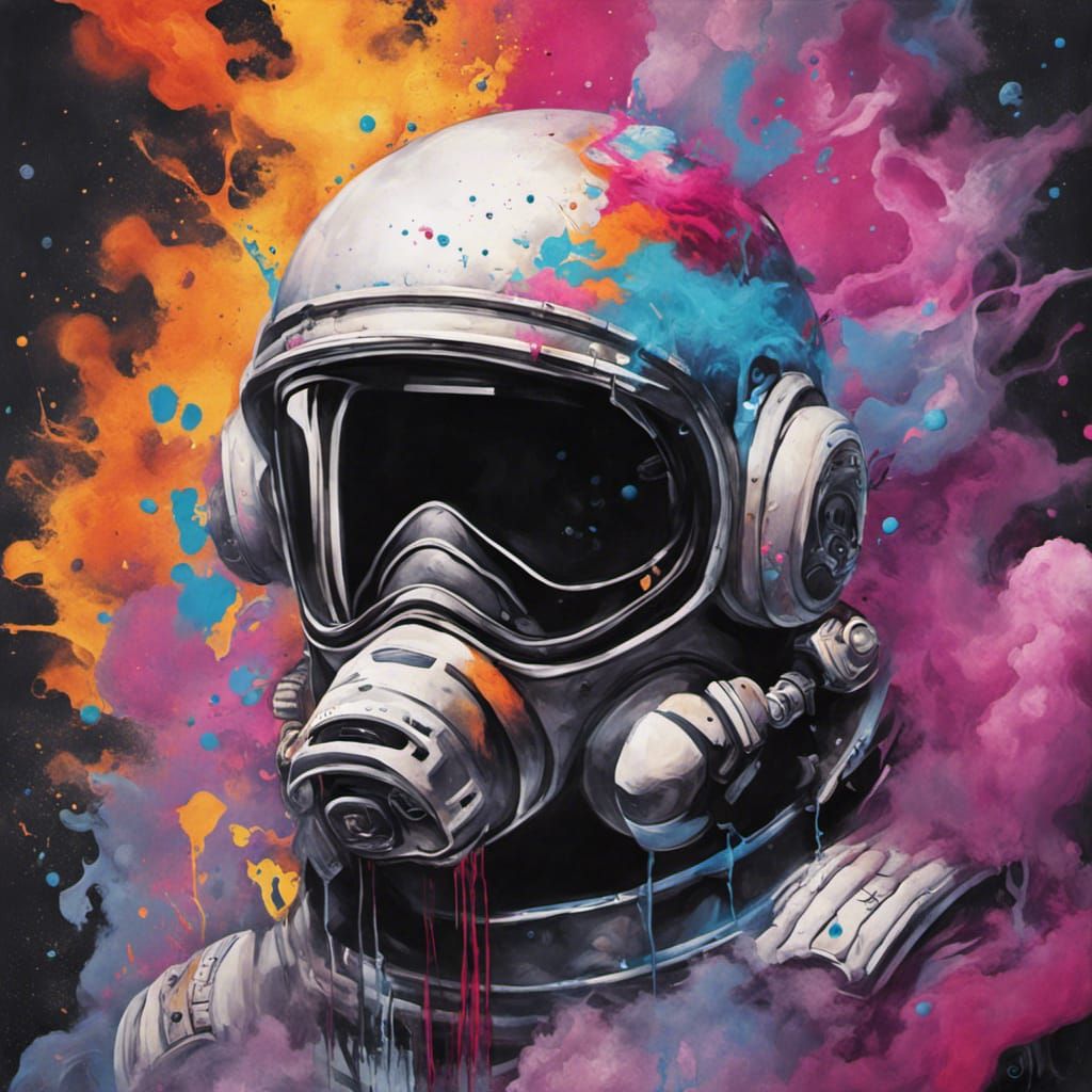 Astronaut Smoke Graffiti Art in Street Style