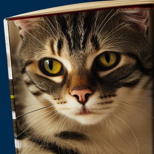 Cinematic Cat Reading a Book