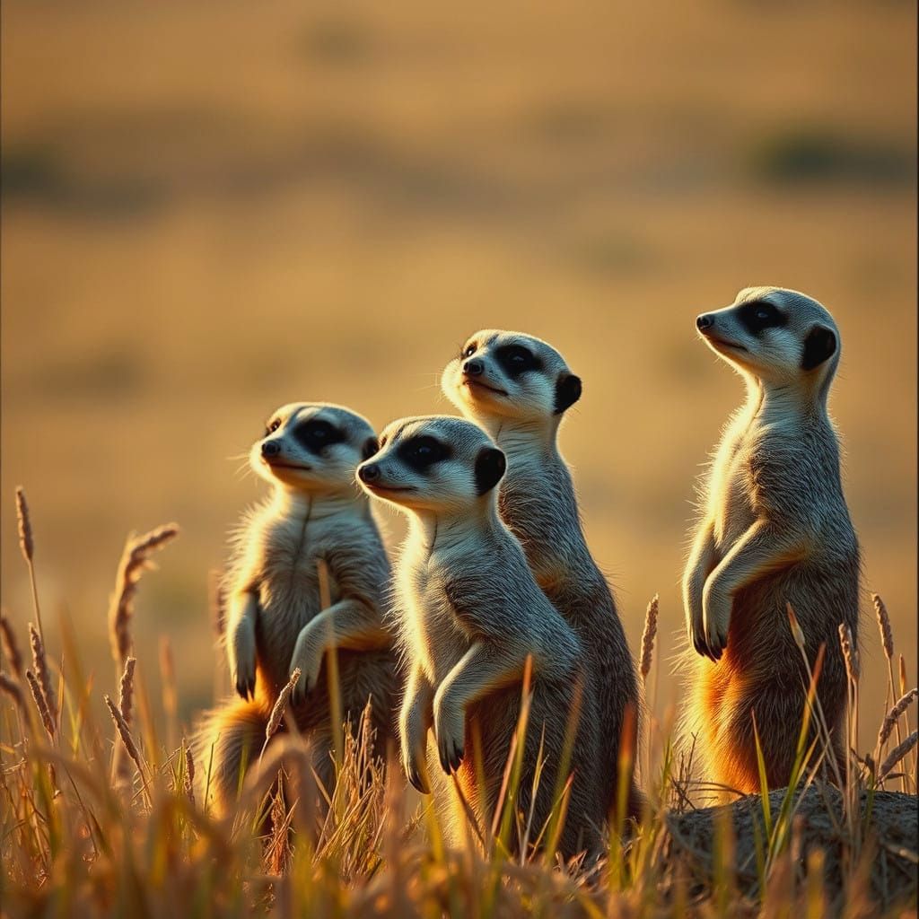 Epic Cinematic Film Still of Realistic Meerkats in a Dramati...