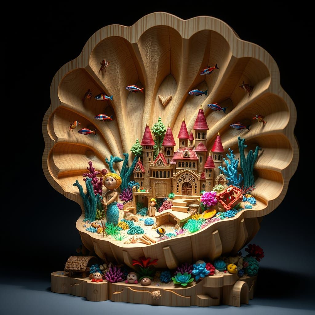 Merfolk Kingdom in Seashell Sculpture