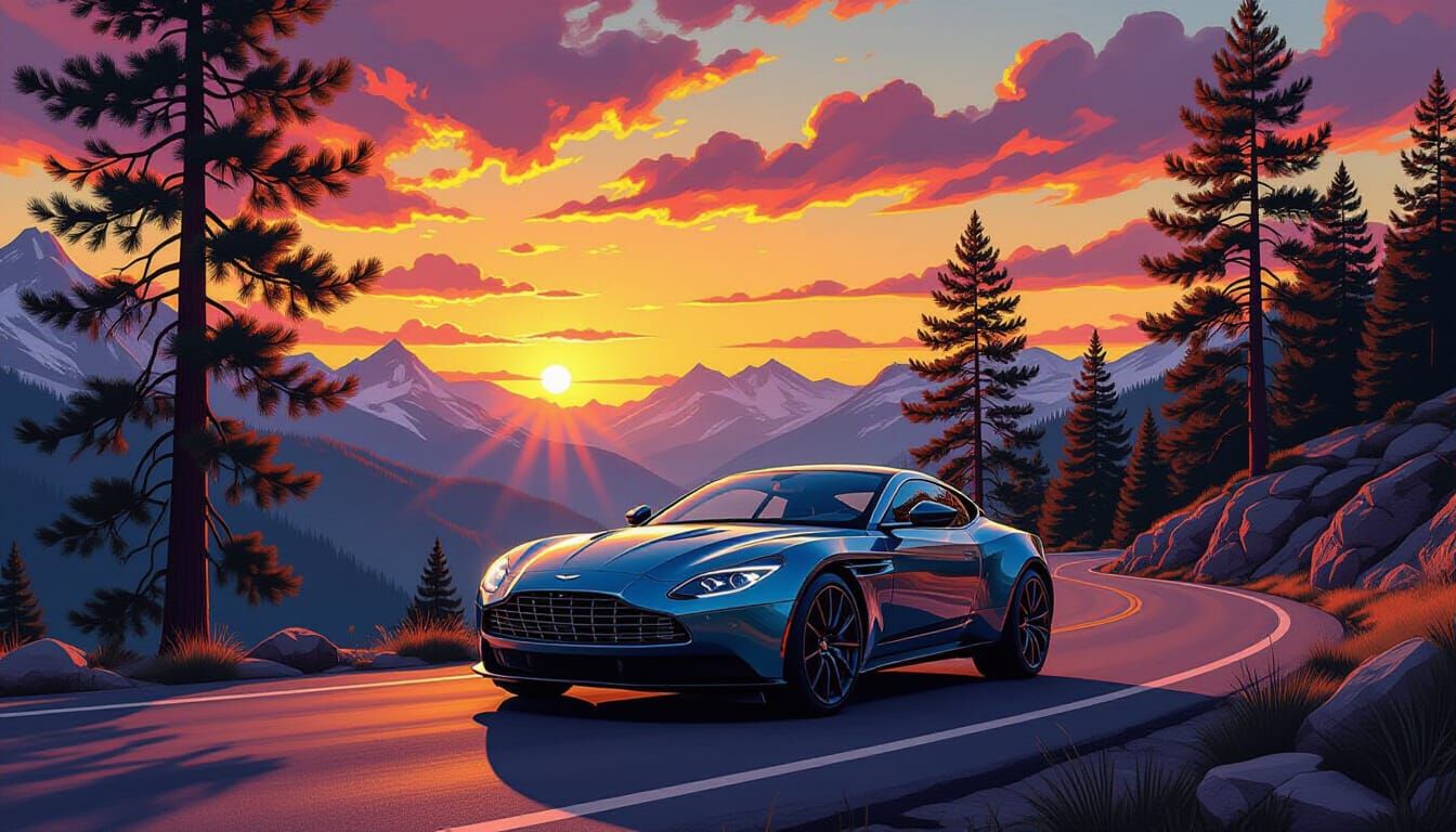 Majestic Aston Martin DBX on Mountain Road at Sunset