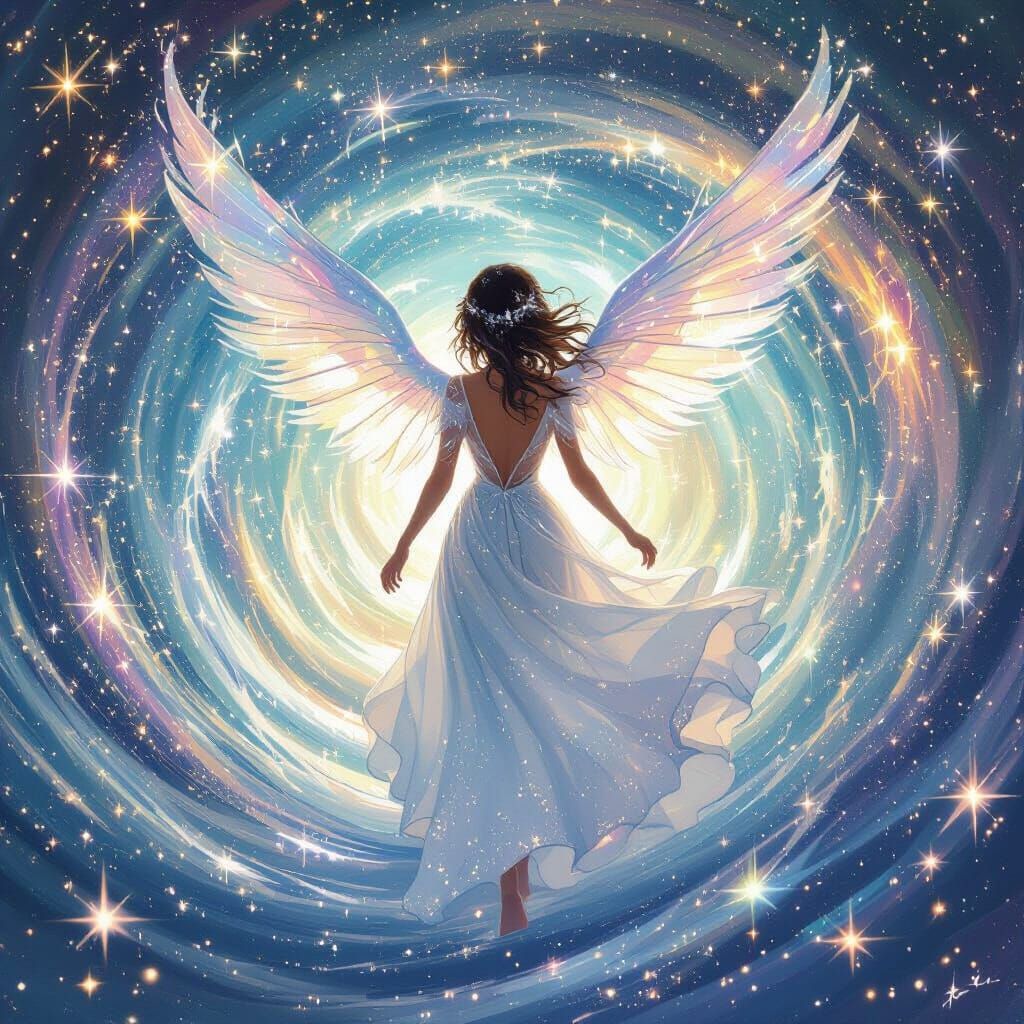 Girl with Stardust Hair Entering Star Whirlpool