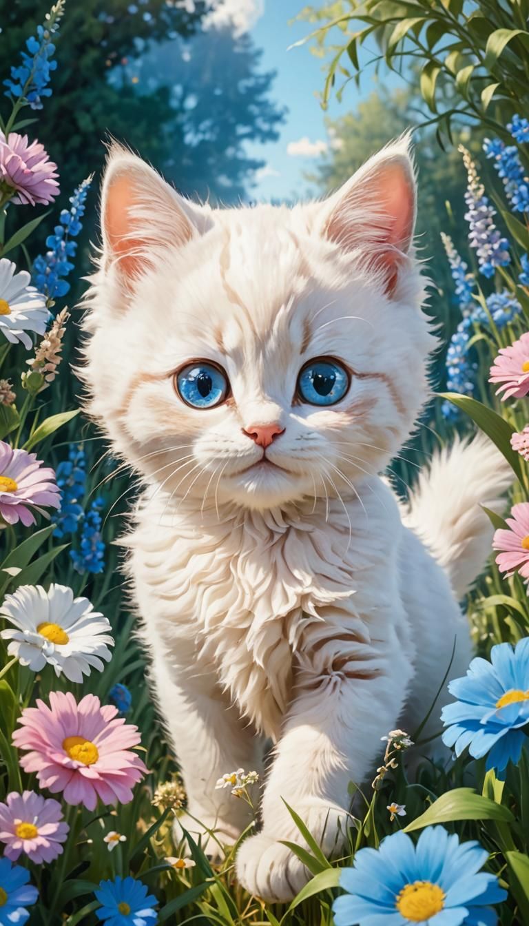 Kitty in Rural Landscape, Pixar Style