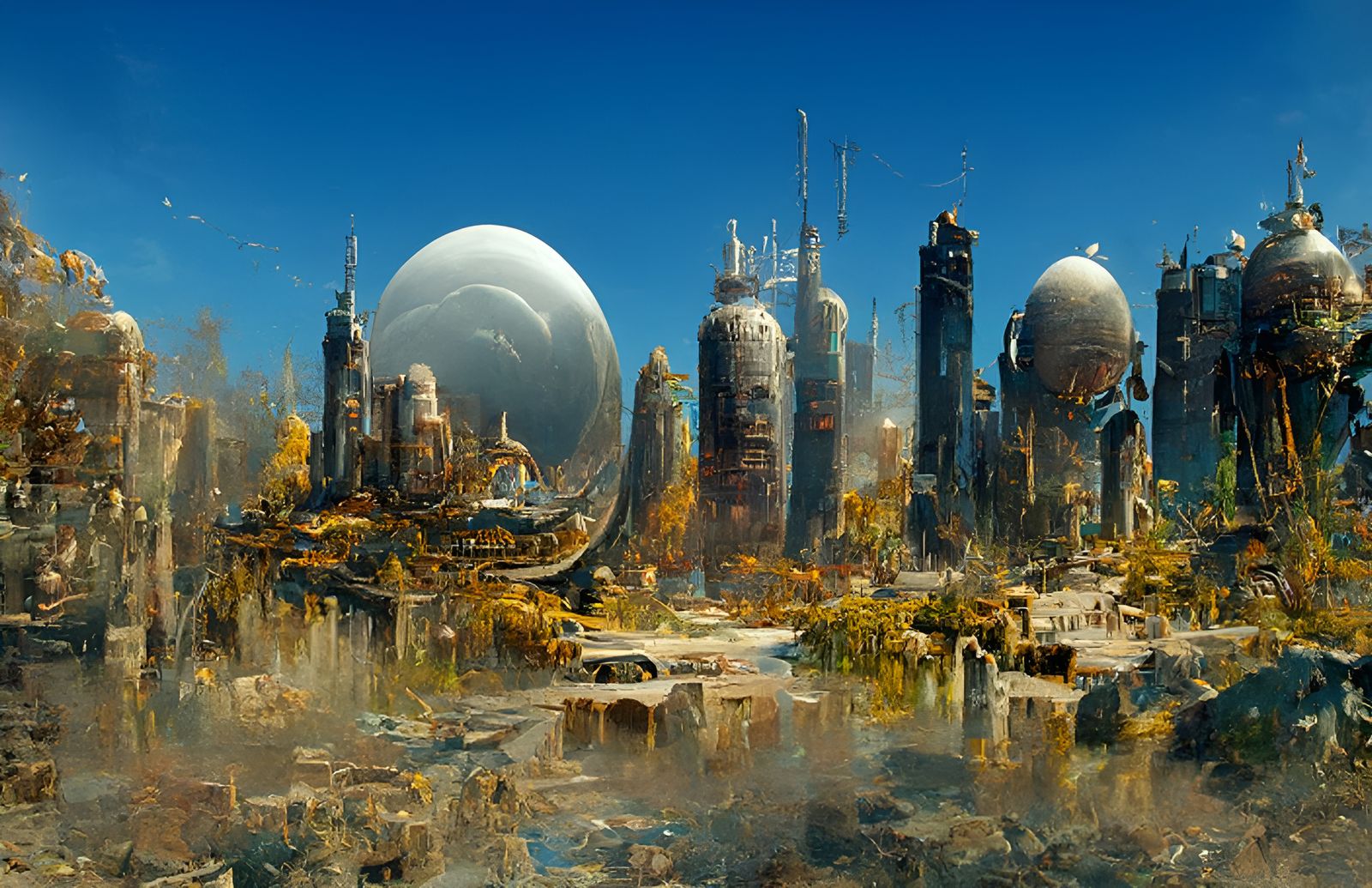 Aetherpunk Cityscape in an Auroracore Style