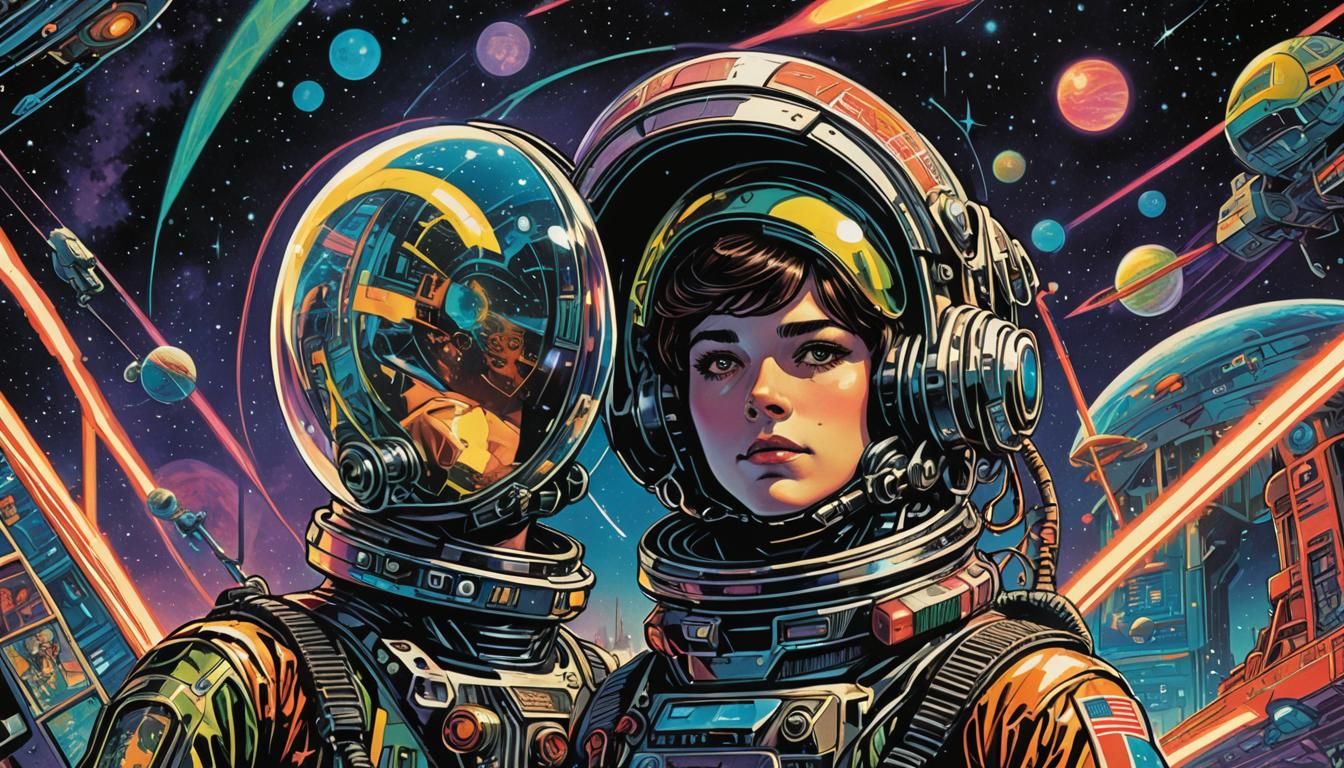 Retro-Futuristic Comic Book Art: Astro Futurism Close-Up