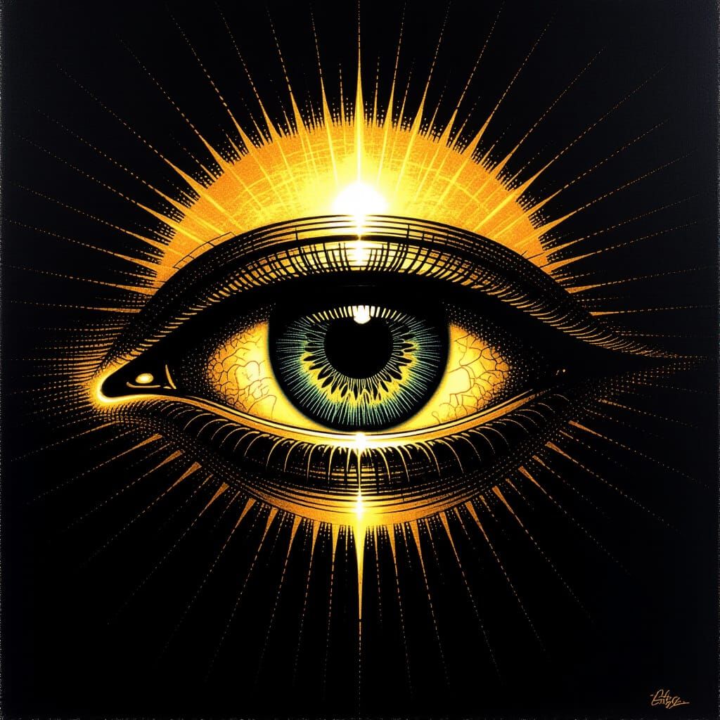 Golden Eye of Isis in Surreal Style