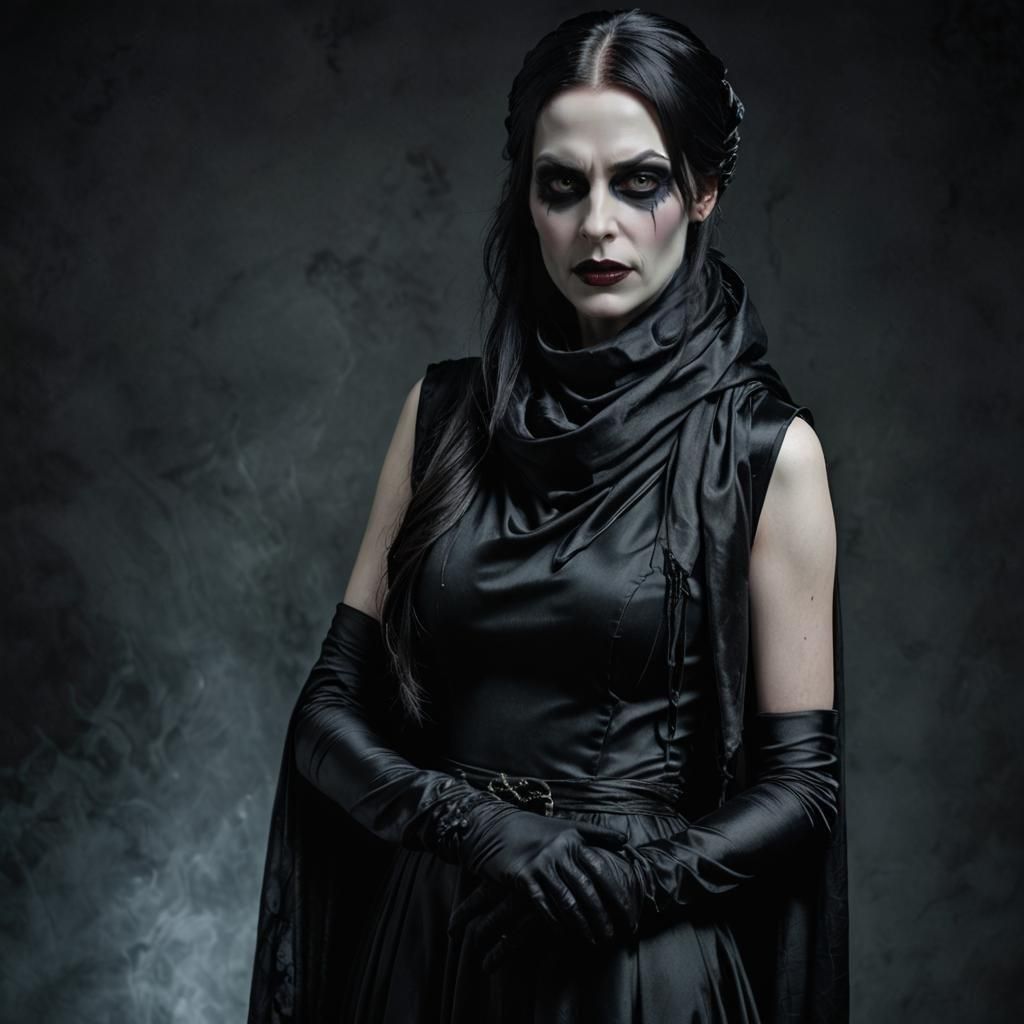 Gothic Vampire Woman Portrait in Hyperrealism