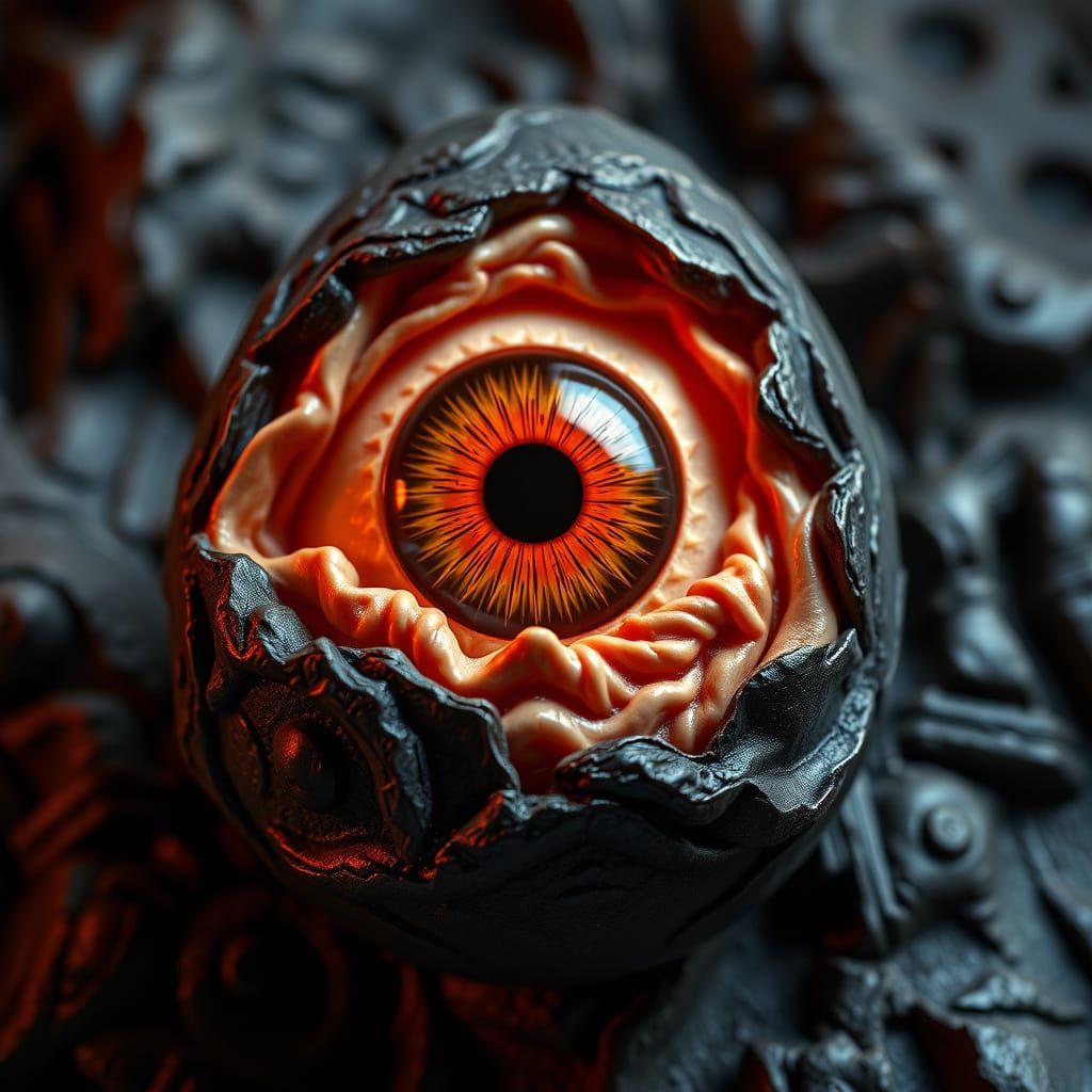 Dark Gothic Magic Egg Shaped Slimey Eyeball Concept Art