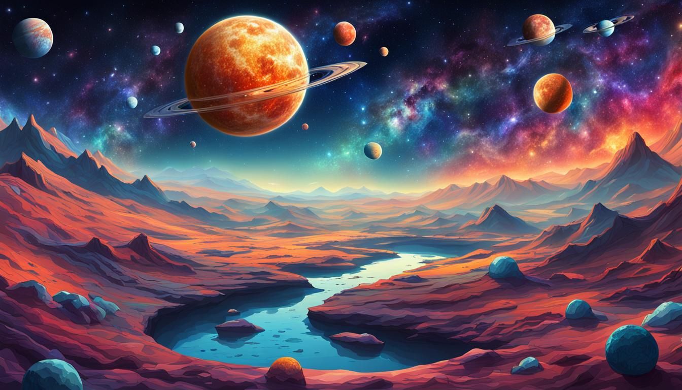 Spectacular Cosmic Landscape of Nebulae and Galaxies