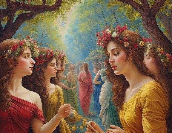 Dionysian Revelry in Ancient Greek Forest