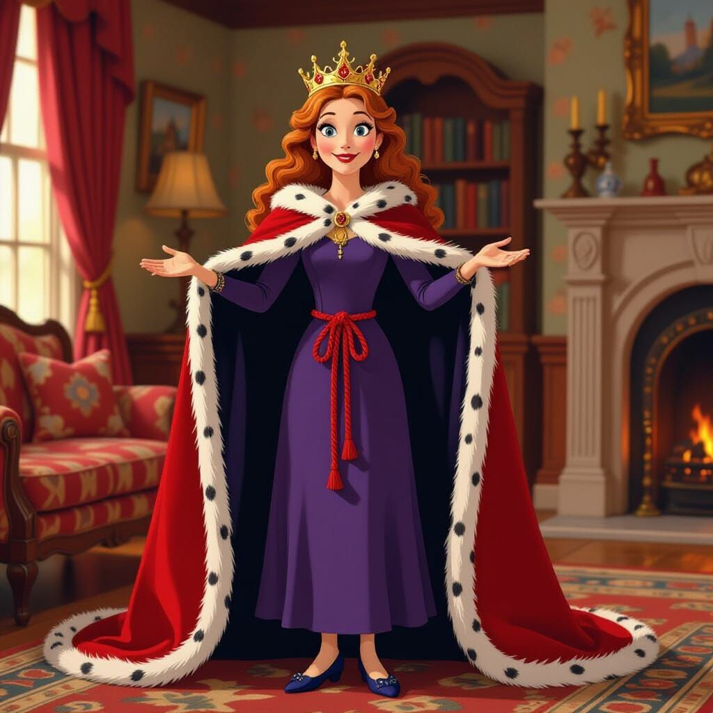 Miss Honey in Regal Attire, Storybook Illustration