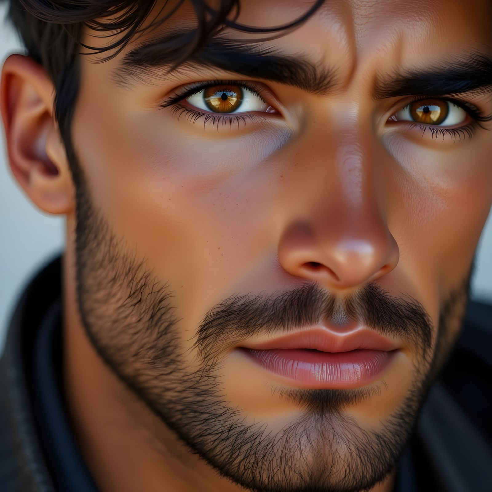 Close Up Portrait of Handsome Vampire with Glowing Eyes