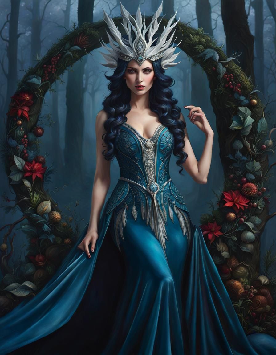 Winter Witch Goddess in Hyper-Detailed Digital Art