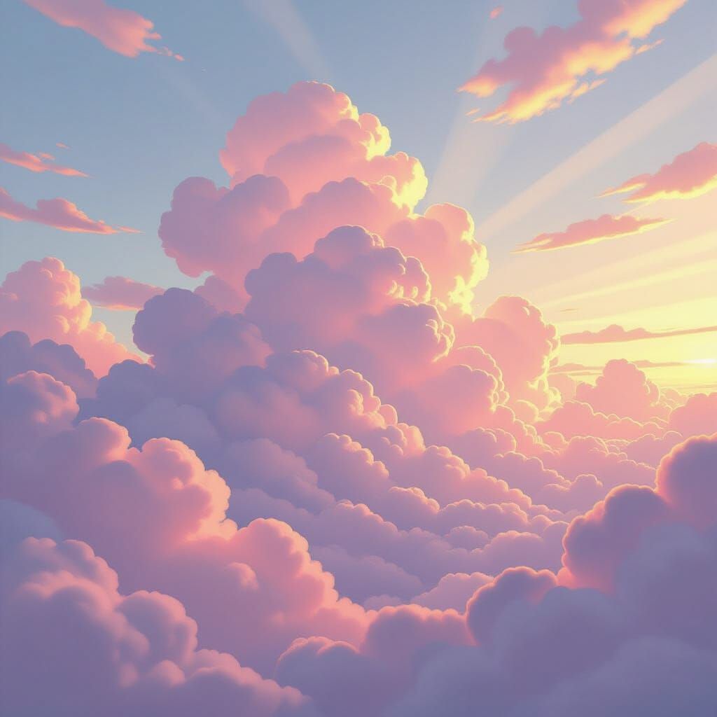 Pastel Clouds in Playful Digital Art Style