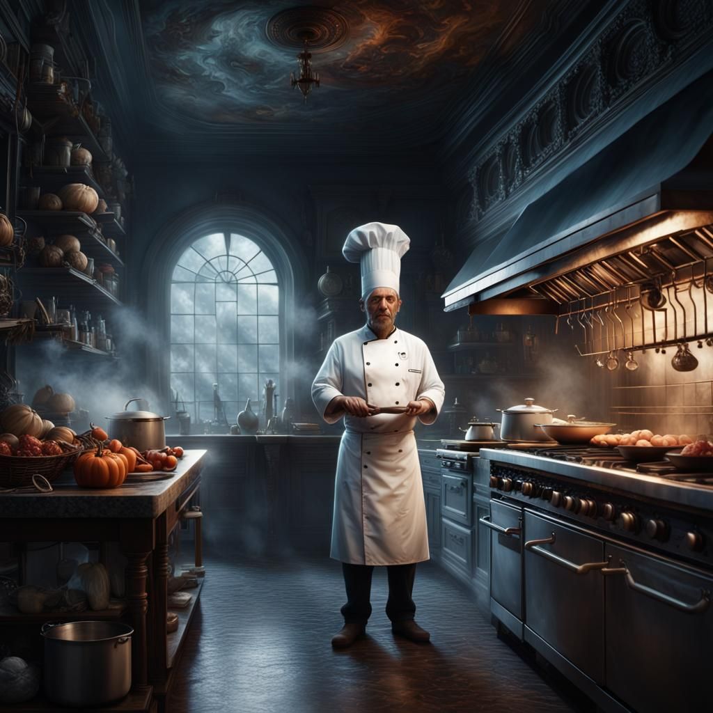 Spooky Ghost Chef in Cinematic Digital Painting