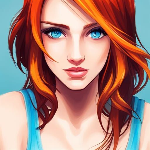 Orange Hair and Blue Eyes Portrait