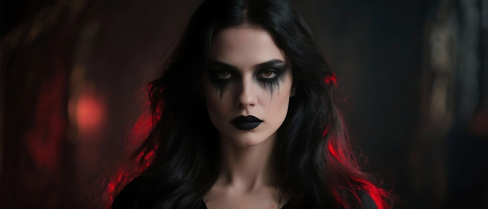 Stunning Woman with Red Hair and Smoky Makeup