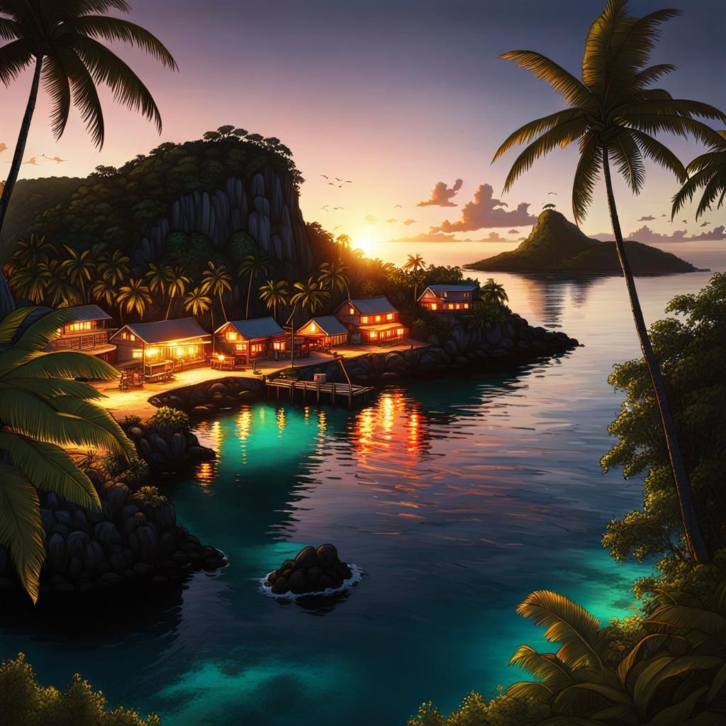 Melee Island Sunset Comic Drawing