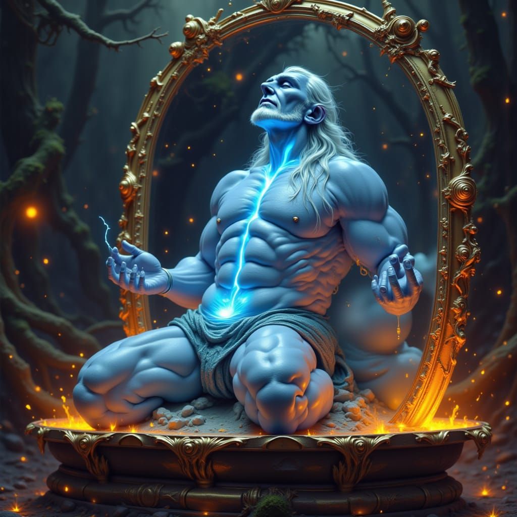 Genie Trapped: A Colorful Mirror Image