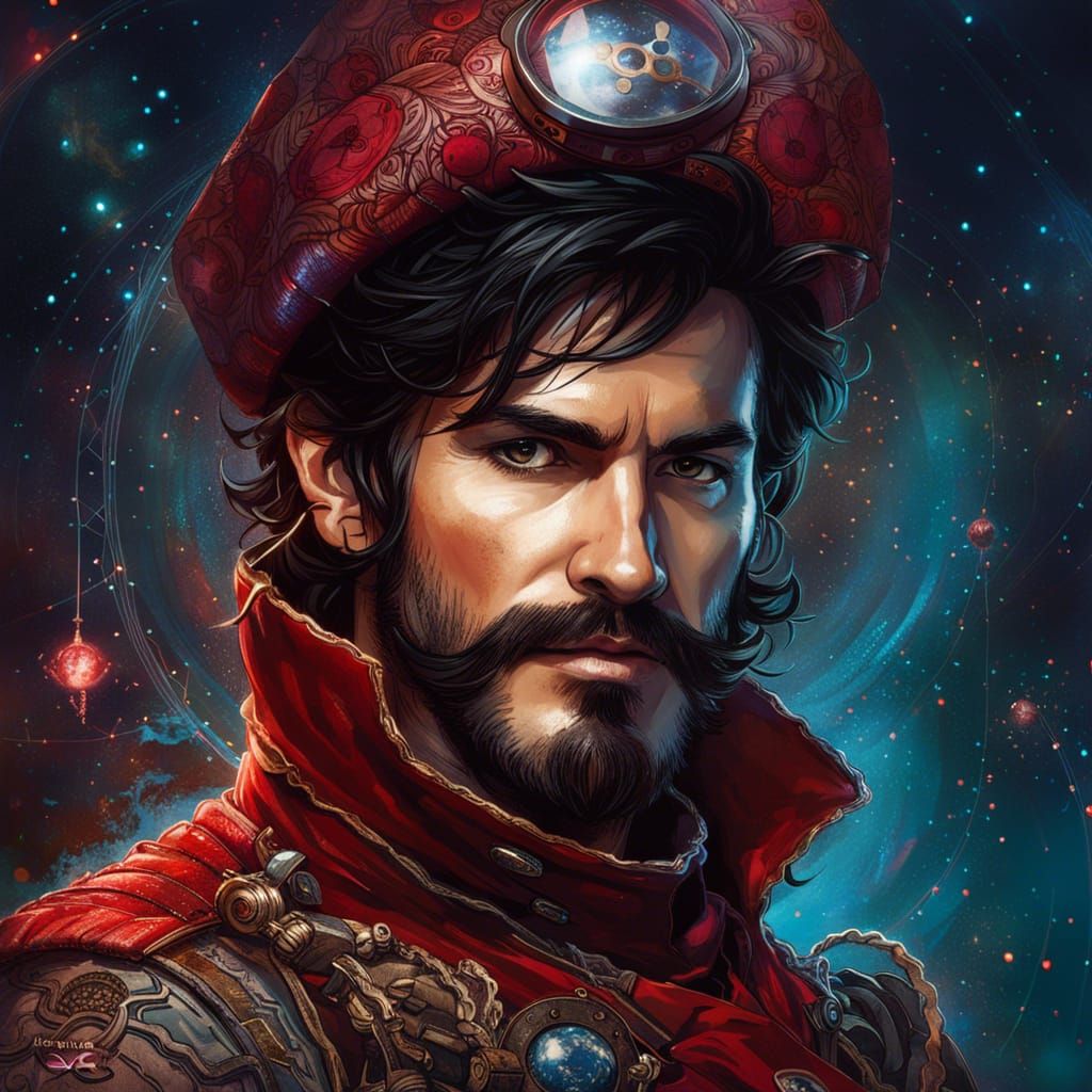 Captain Hook as Astronaut: Whimsical Digital Portrait
