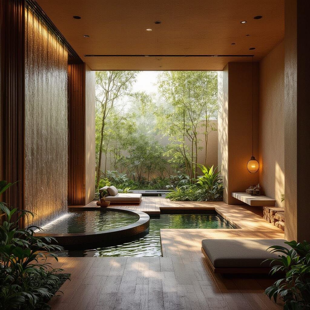 Meditative Sanctuary with Natural Materials and Soft Lightin...
