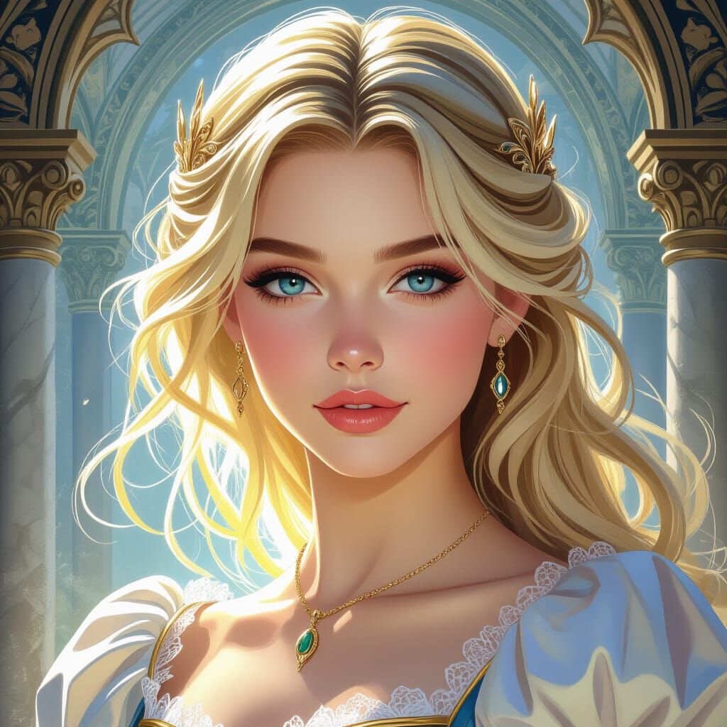 Beautiful Blonde Princess Portrait Concept Art