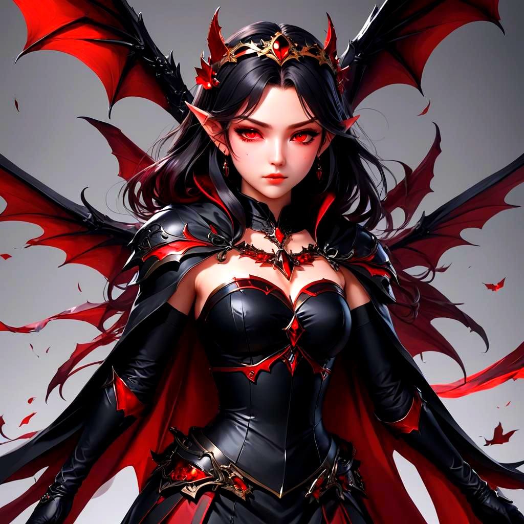 Anime Vampire Superheroine with Bat Wings in 3D