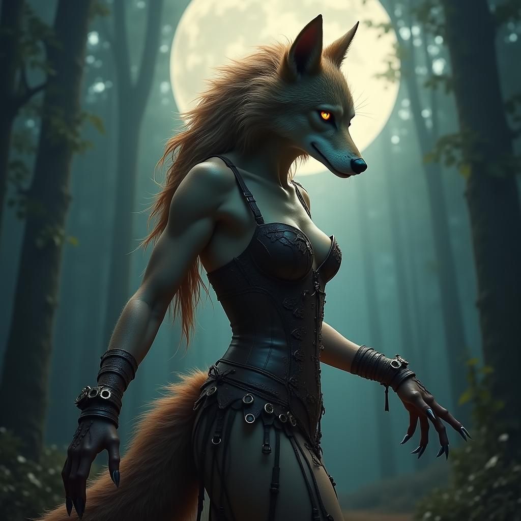 Anthropomorphic Werewolf Portrait in Hyper-Realistic Style