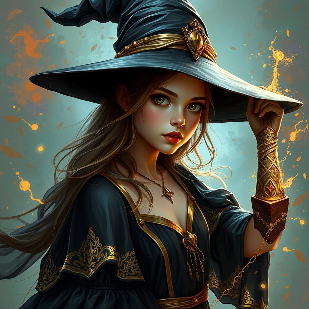 Young Witch Radiates Magical Energy in Hyperrealistic Art