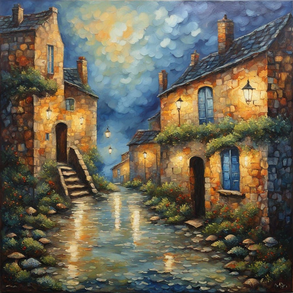 Coastal Village at Dawn