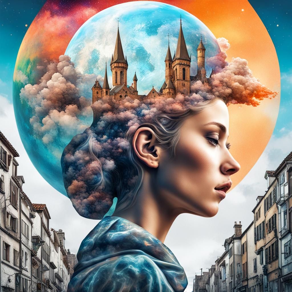Medieval Woman Imagines Futuristic Sky in Graffiti Art