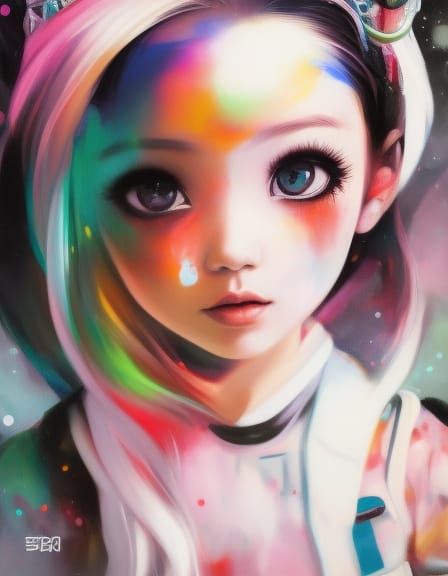 Chibi Girl in Street Clothes: Splash Art Style