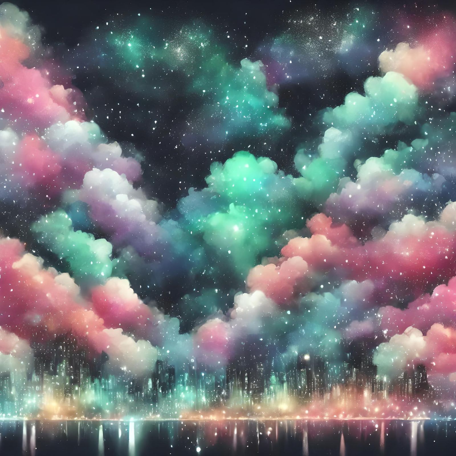 Ghost DJ in Space with Graffiti Nebula