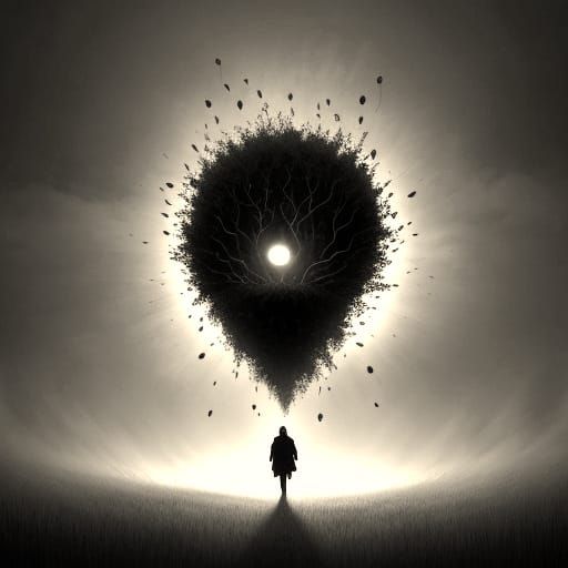 Contemplative Darkness: A Single Balloon in Shadow