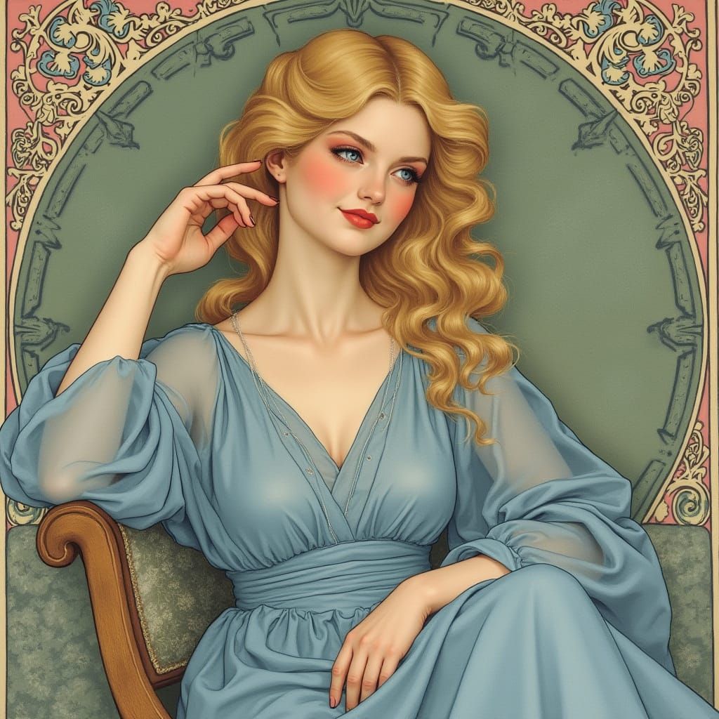 Radiant Blonde in Art Nouveau Style