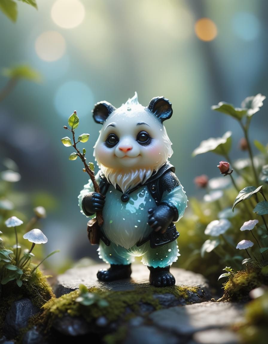 Gnome-Panda Hybrid in Dreamy Miniature World