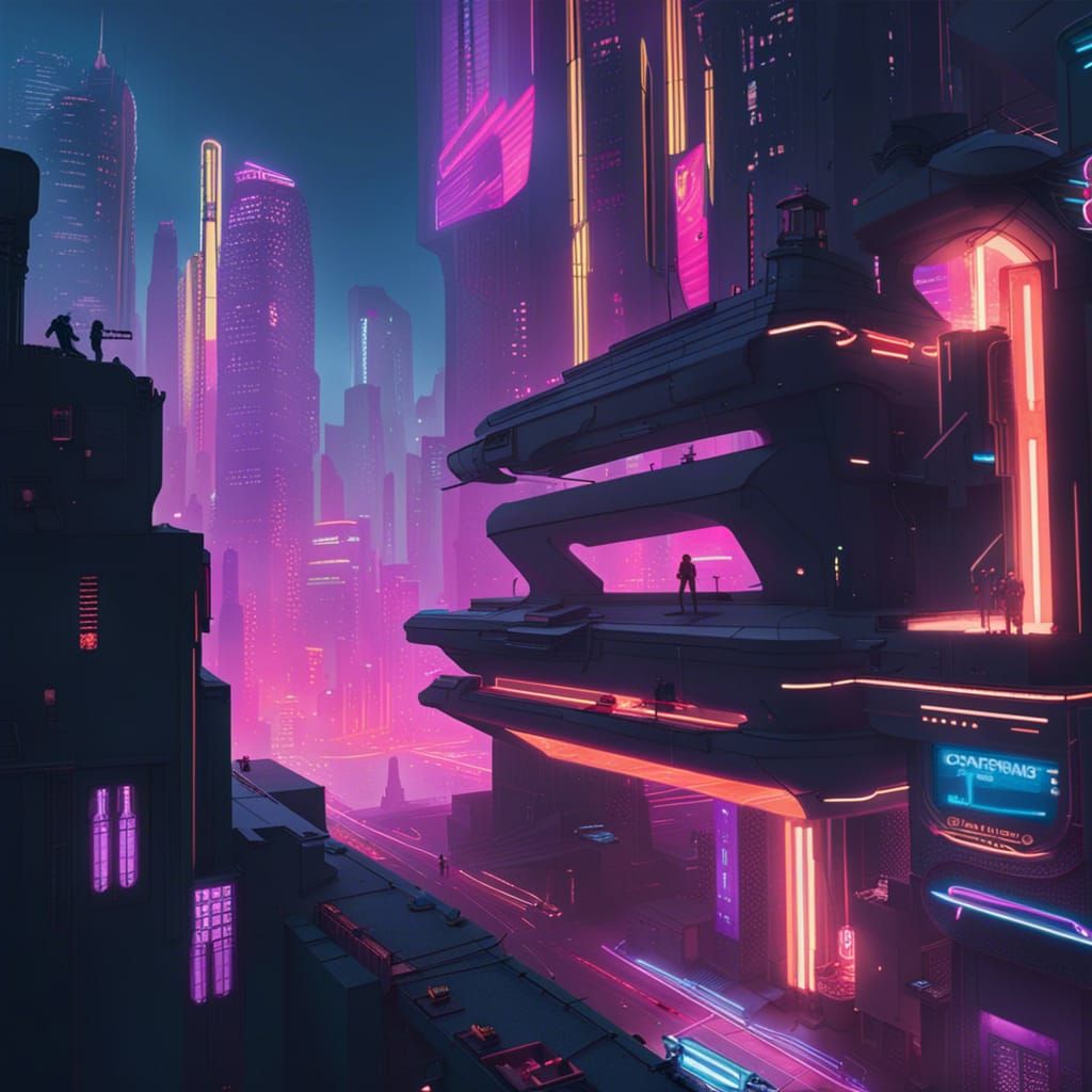 Neon Cityscape: A Cyberpunk Vision of the Future