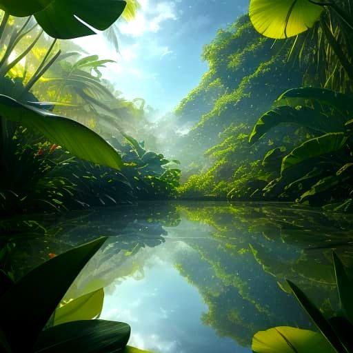 Vibrant Rainforest Canopy in Golden Hour