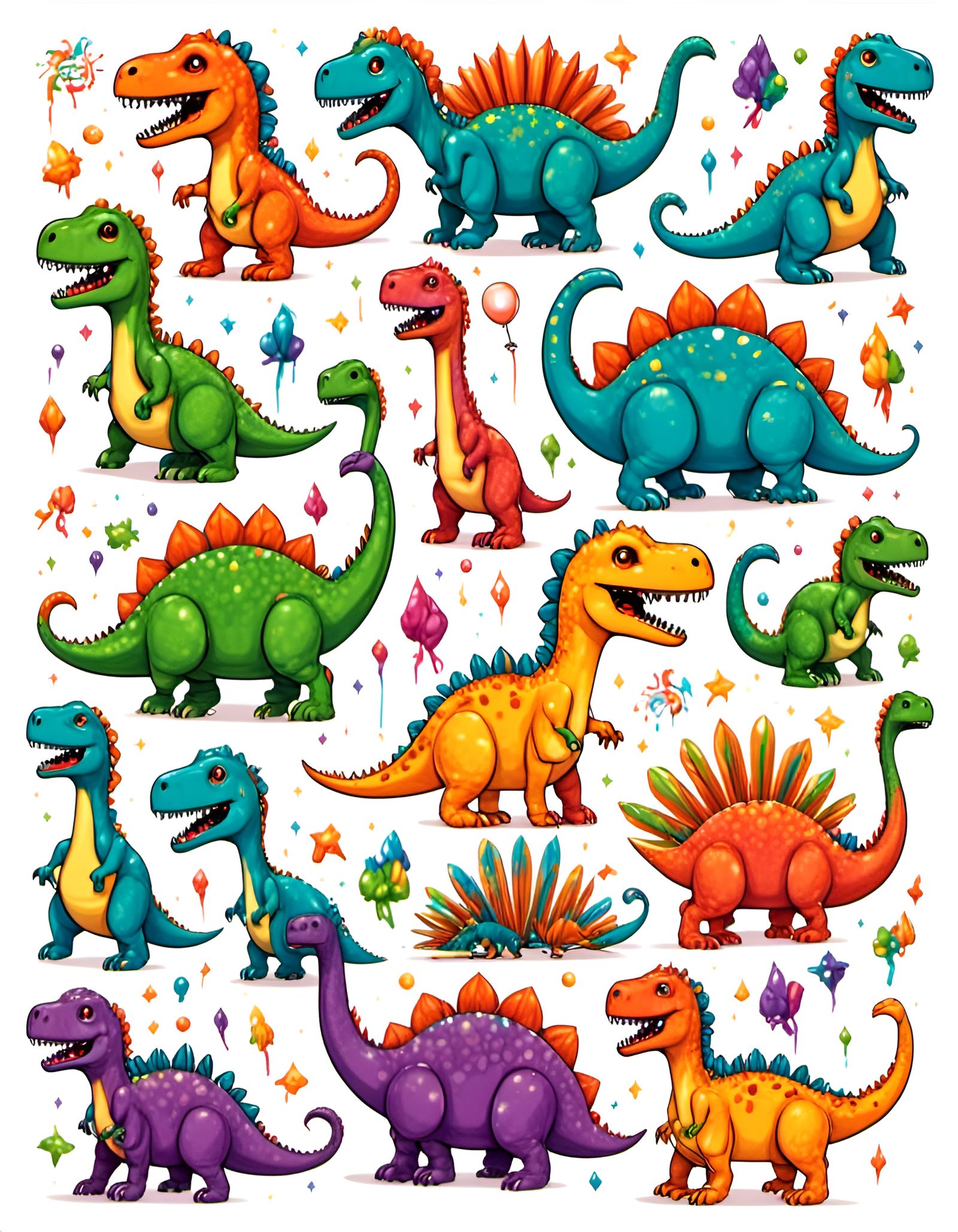 Dinosaur Carnival Clipart with Cute Dino Friends