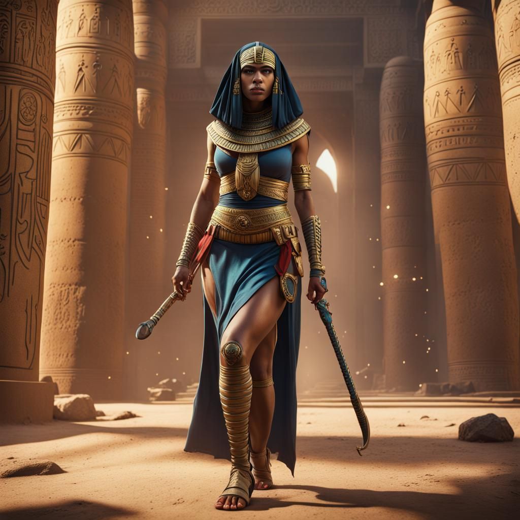 Egyptian Woman Assassin in Detailed Fantasy Art