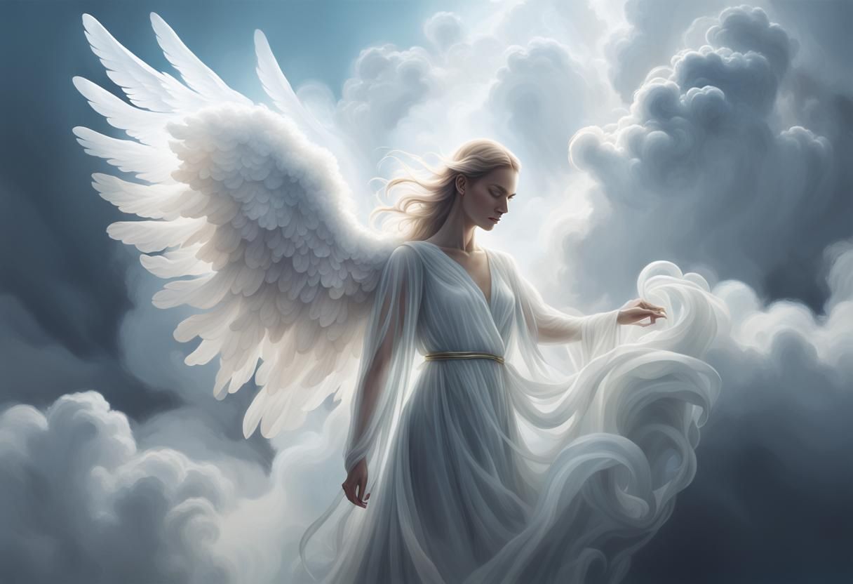 Ethereal Cloud Angel in a Dreamlike Sky