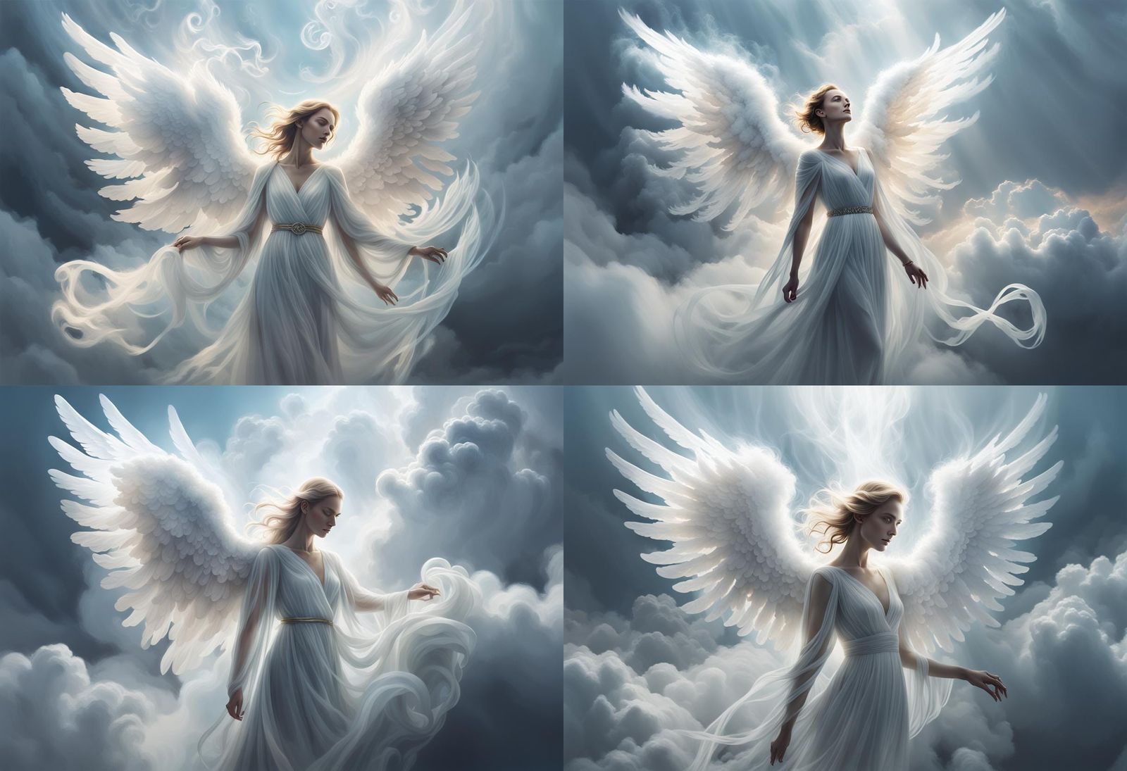 Ethereal Cloud Angel in a Windswept Sky
