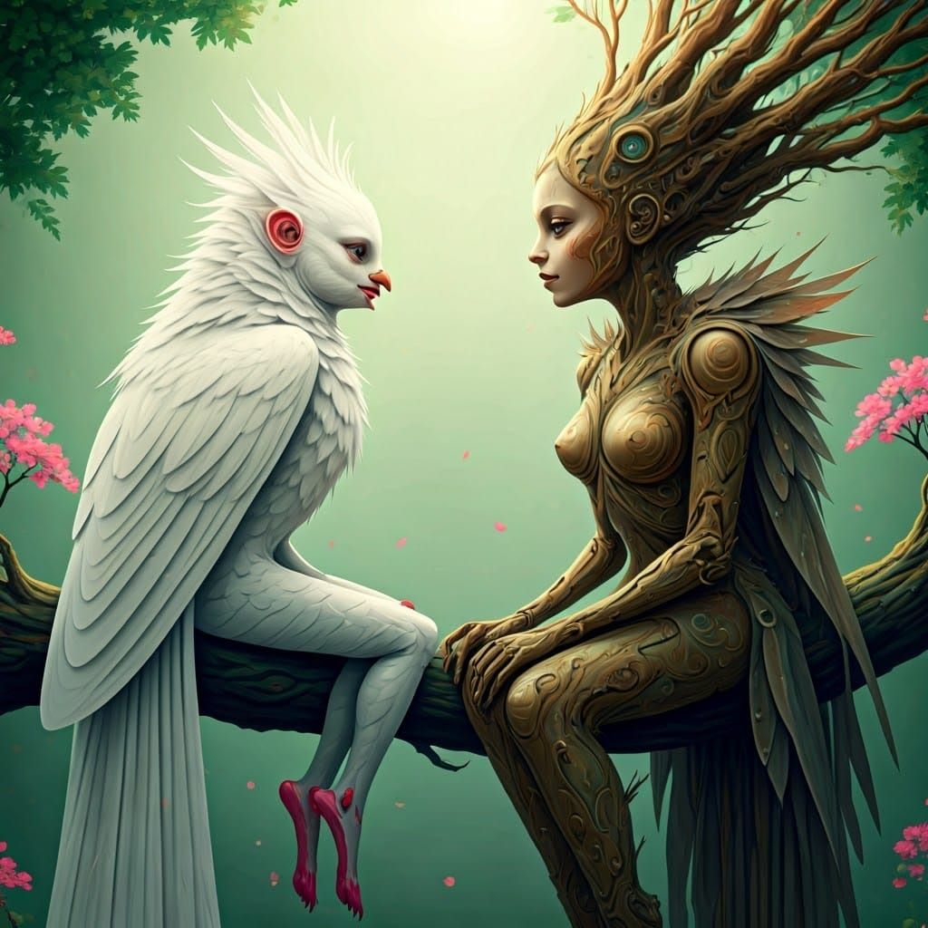 Posthuman Girls Share Intimate Moment in Futuristic Utopia