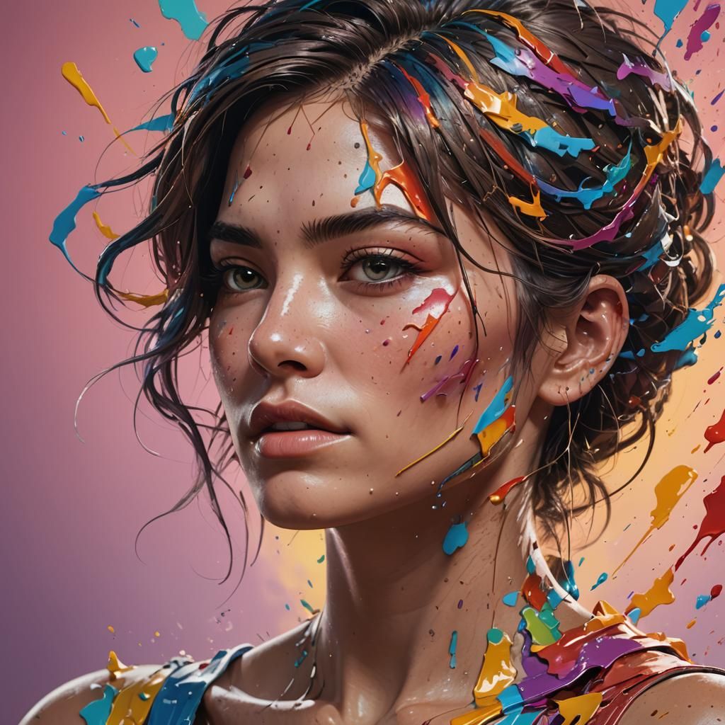 Hyperrealistic Portrait in Splash Art Style