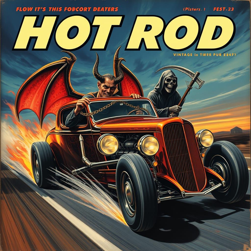 Lucifer and Grim Reaper Speeding in Rat Rod