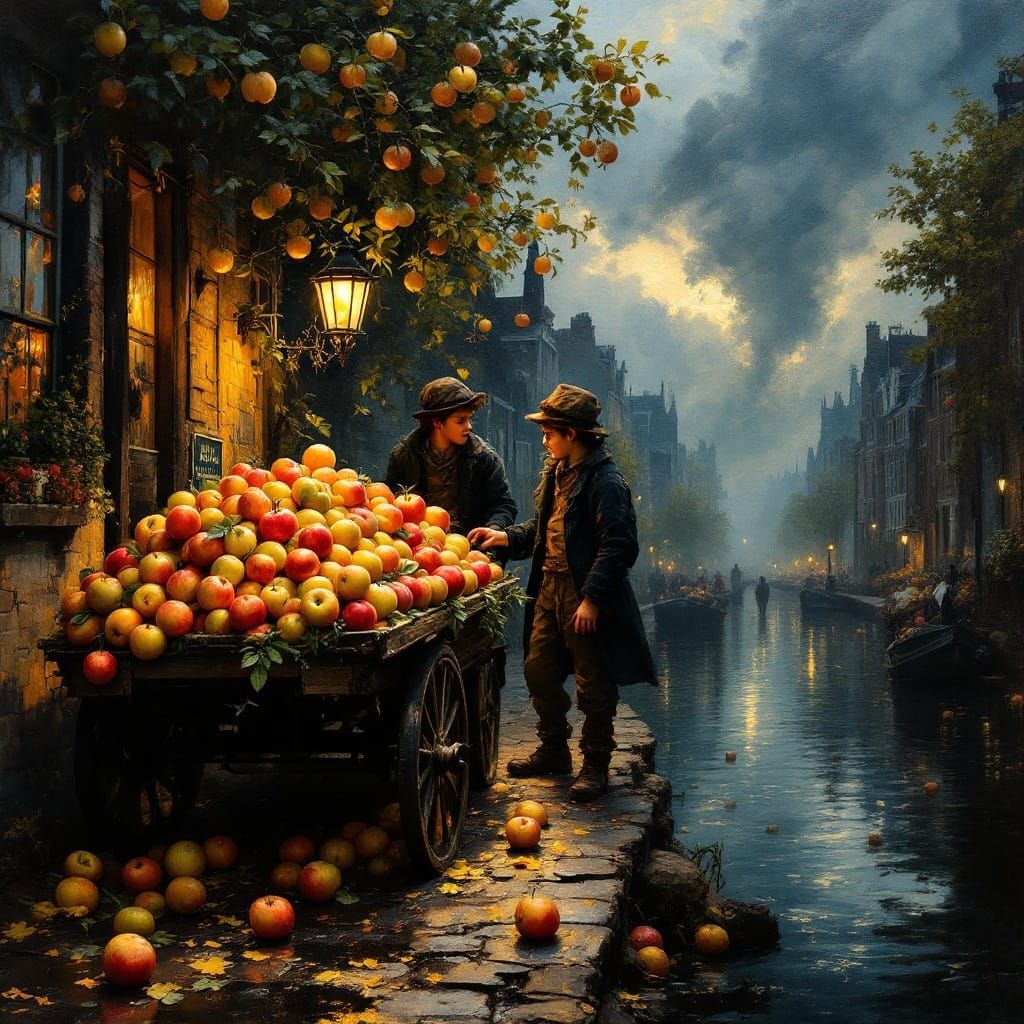 Vibrant Amsterdam Street Scene in Fauvist Oil Painting