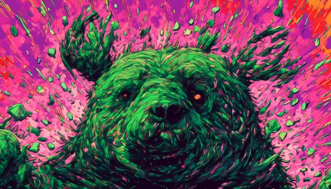 Bioluminescent Ghost Bear Portrait in Matrix Style