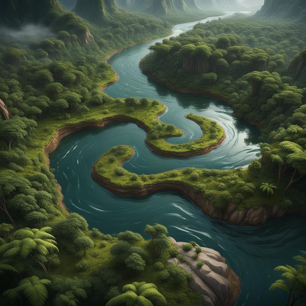 Amazon River Shape in Detailed Matte Painting